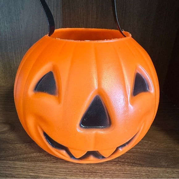 Vintage 1980 Carolina enterprises corp pumpkin blow mold trick or treat basket - Picture 2 of 5